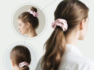 Luxury 4cm 3.5cm Elastic Hair Embroidered Mulberry Silk Scrunchies Set